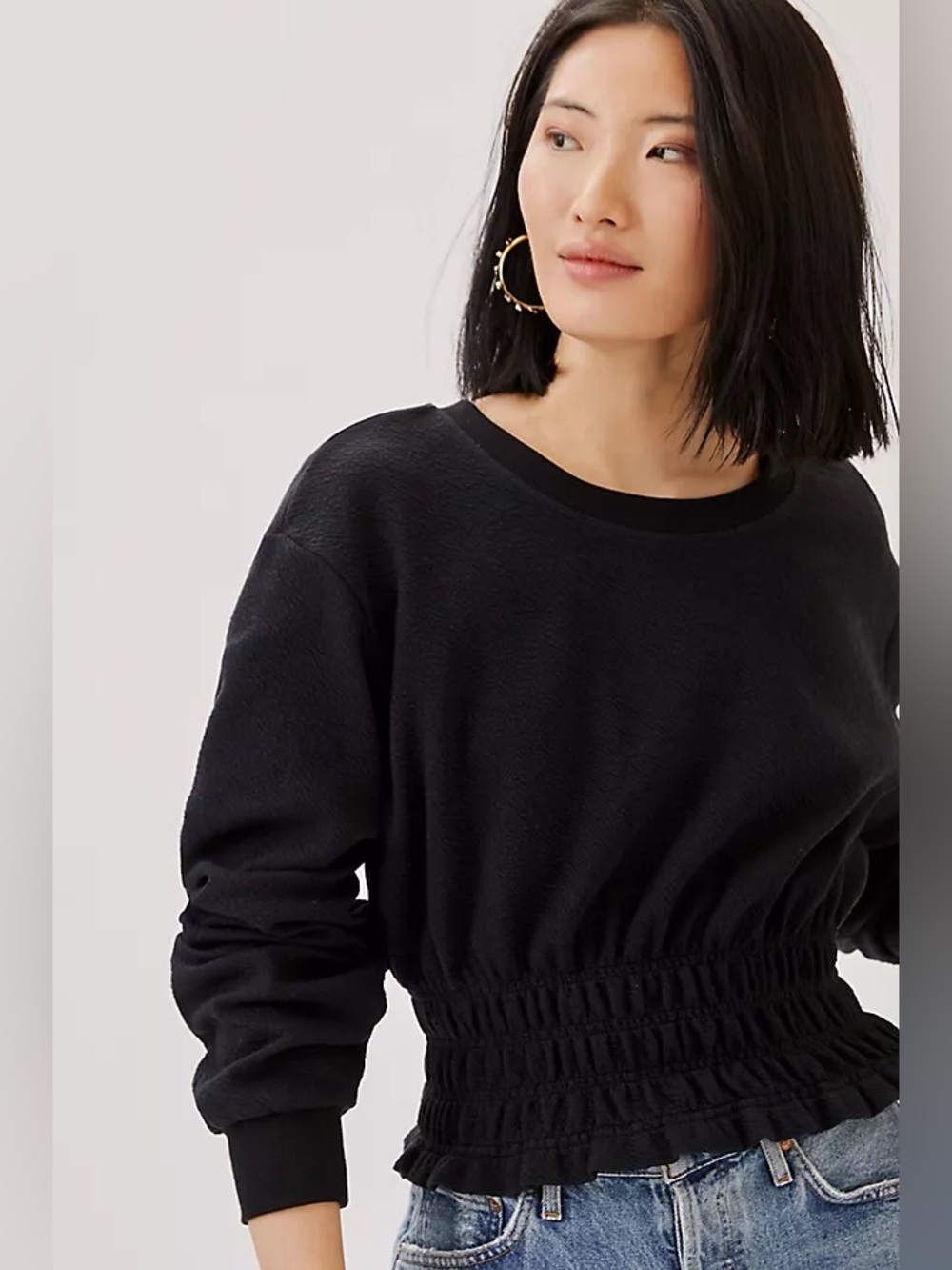 Maeve Smocked Boat Neck Pullover NWT